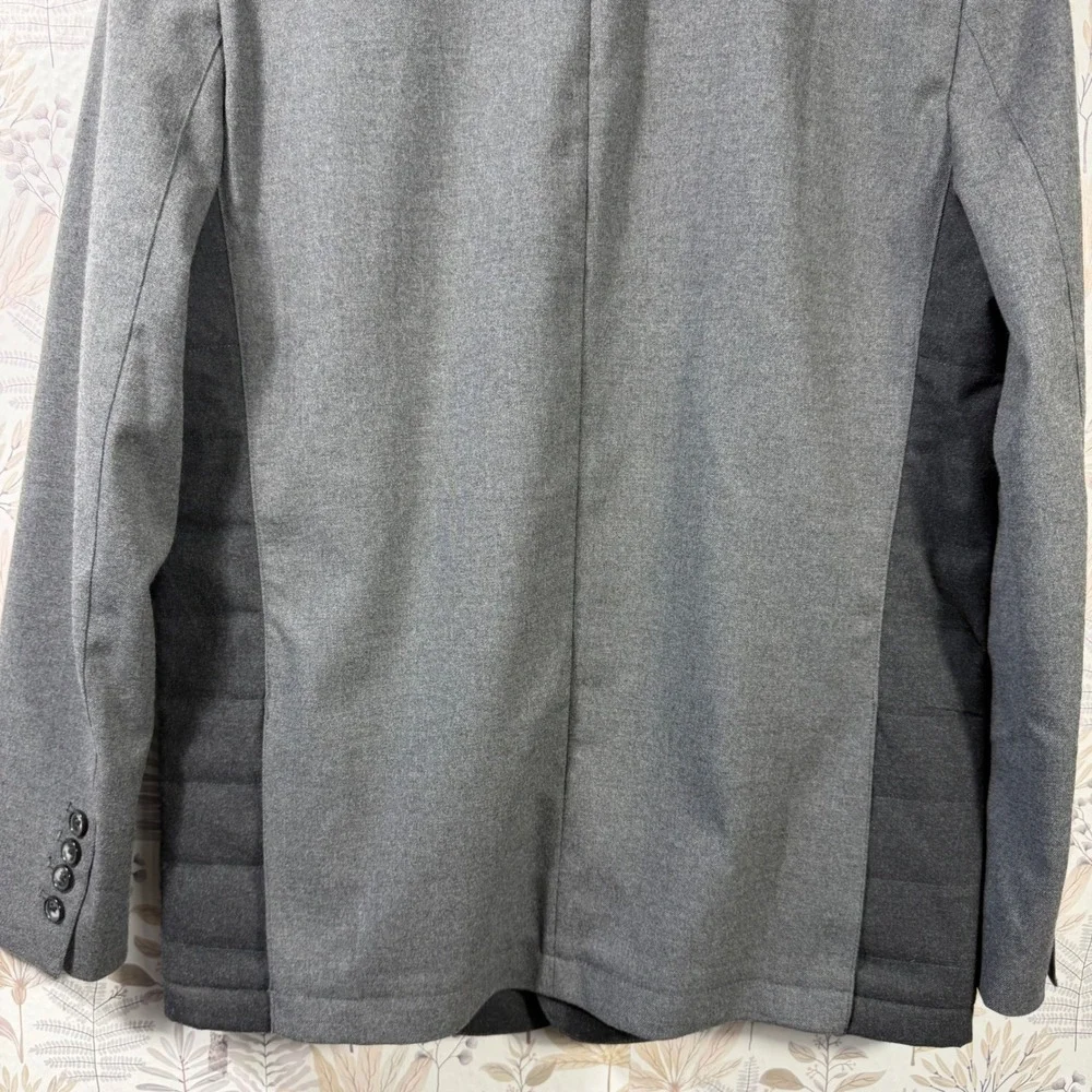 Murano‎ Slim Fit Blazer Jacket Removable Zip Vest S Gray Quilted Hybrid Coat